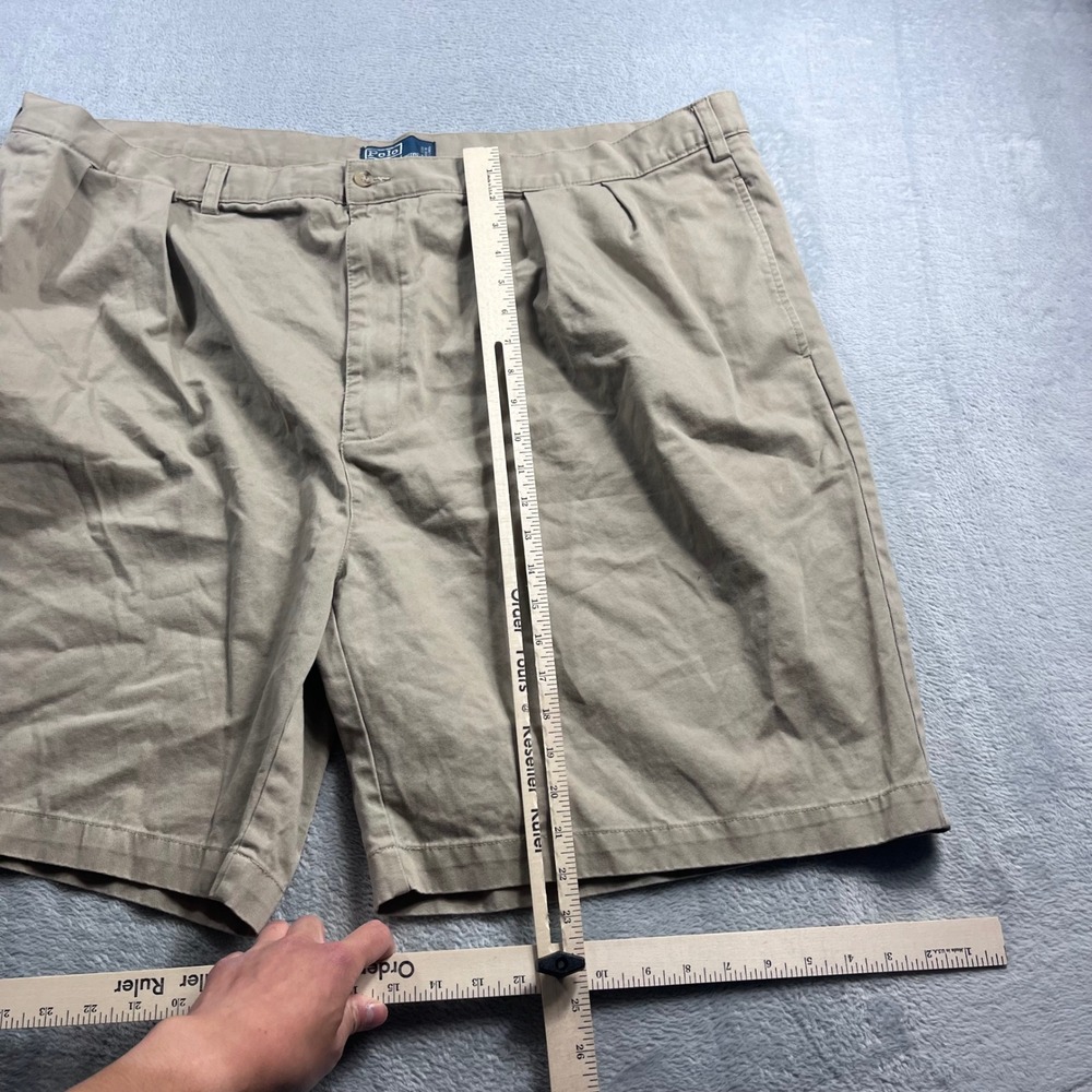 Polo Ralph Lauren Mens Pleated Chino Shorts Khaki Tan 100% Cotton Size 50B - Picture 8 of 10